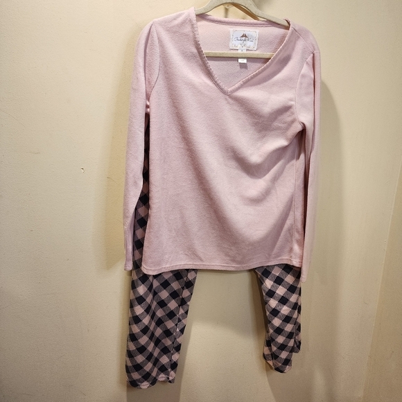 Goodnight Kiss Pink Plaid Cozy Pajama Set Size M - Picture 8 of 10